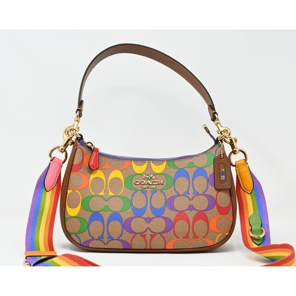 Coach Bags Coach Teri Shoulder Bag Pride Rainbow Signature Khaki